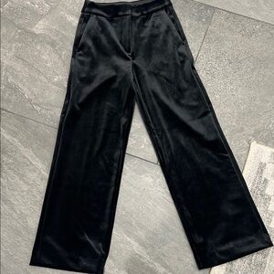 LOFT Black Velvet Wide-Leg Trousers